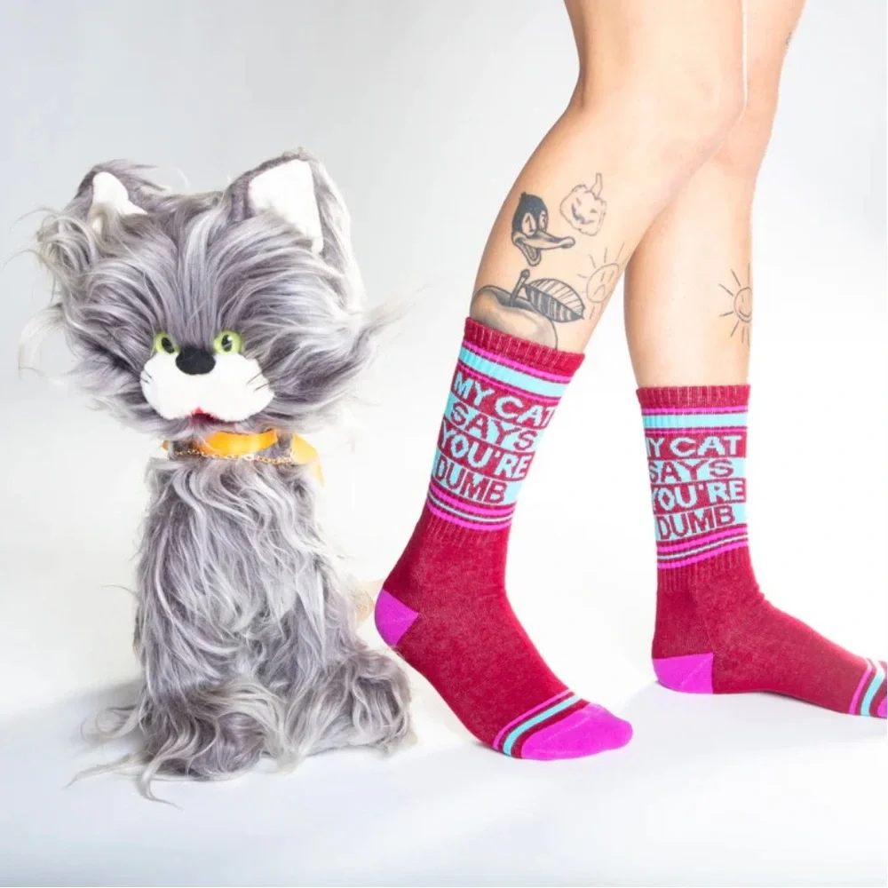 NWT “My Cat Says You’re Dumb” athletic crew socks - OS